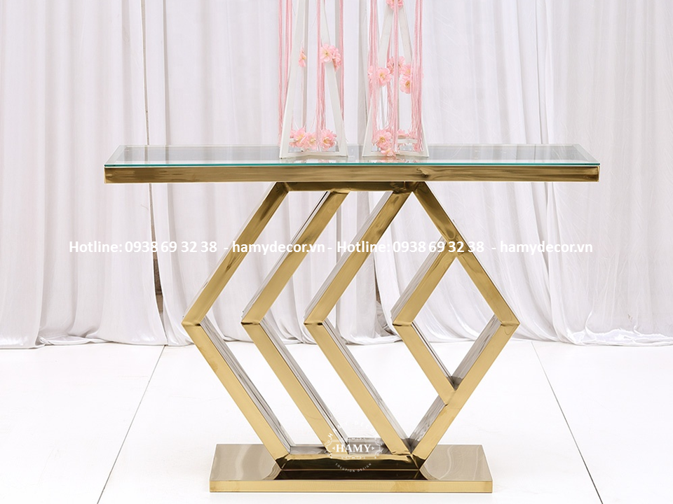 Bàn console inox mạ vàng PVD cho sảnh đón khách 120