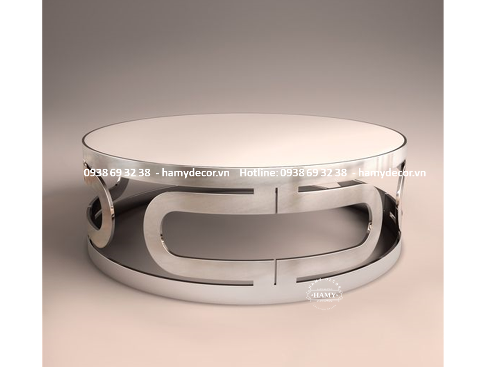Mẫu bàn sofa  inox trắng bóng gương - 94