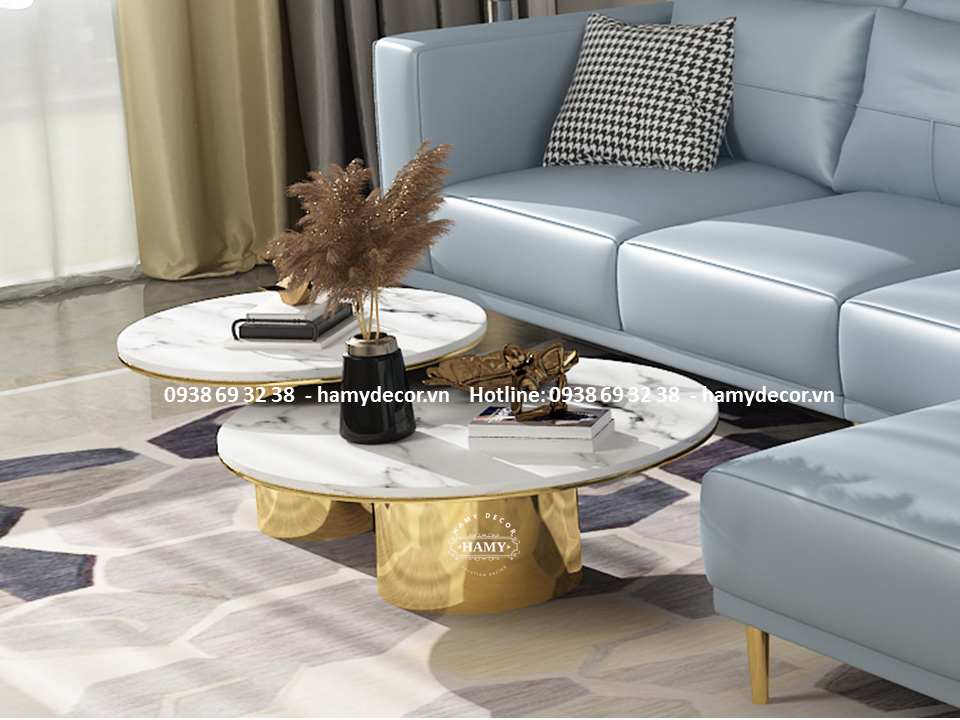 Bàn sofa đôi inox mạ PVD hiện đại - 62