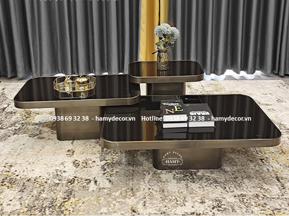 Bộ 3 bàn sofa inox đen luxury cho biệt thự hiện đại  - 76