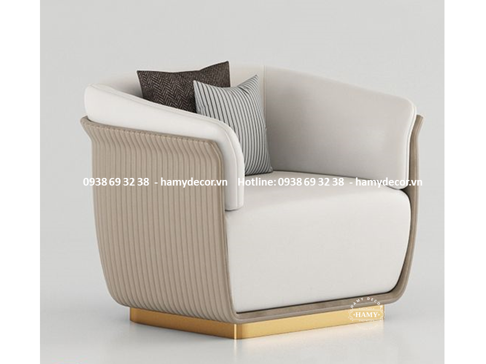 Ghế Armchair khung inox mạ vàng PVD 02