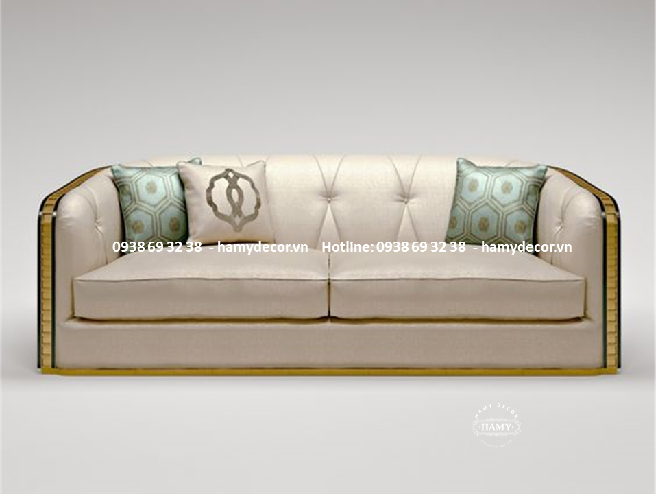 Ghế Sofa viền khung inox mạ vàng - 30