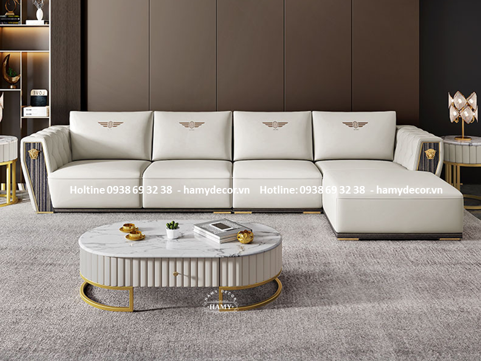 Mẫu ghế Sofa góc L bọc da đẹp 110