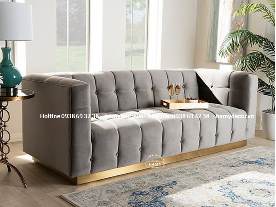 Ghế Sofa bọc vải chân inox mạ vàng đẹp - 83