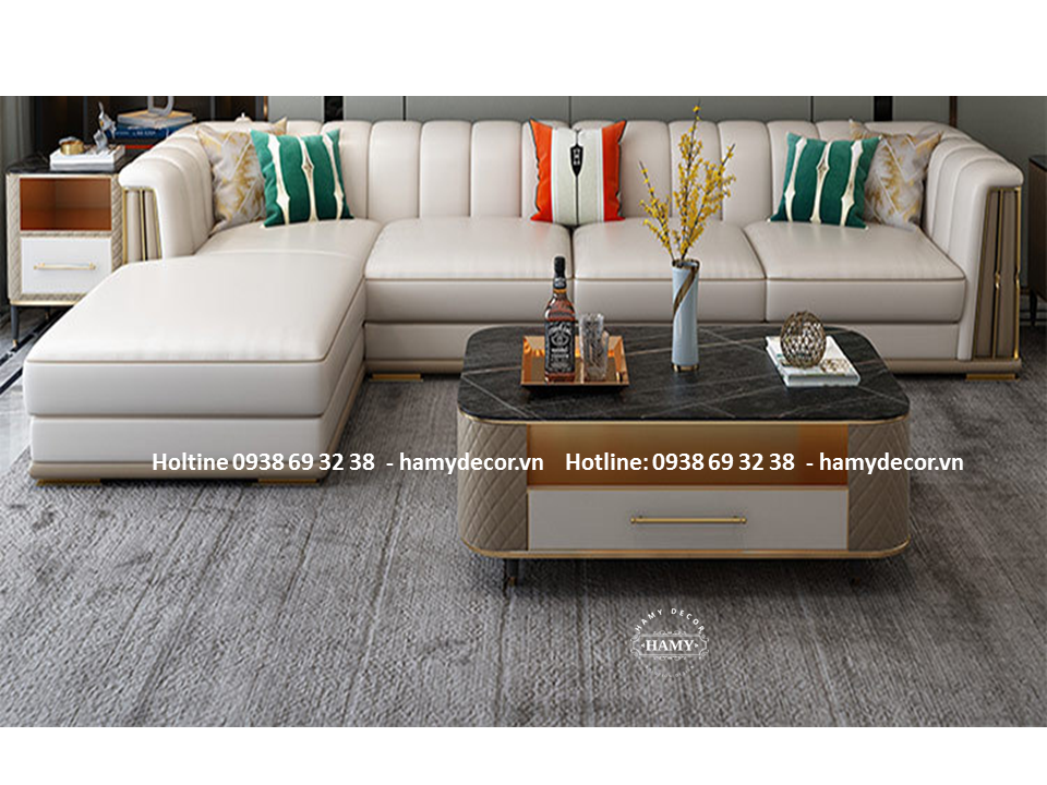 Mẫu ghế Sofa góc L tân cổ điển đẹp 112