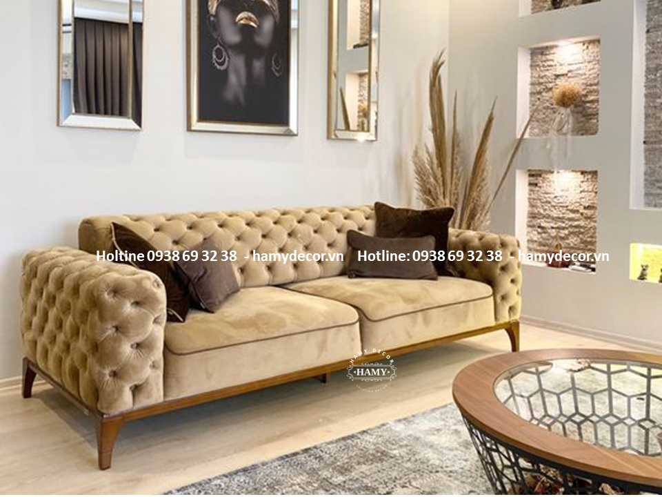 Ghế Sofa bọc vải nhung kiểu tân cổ điển - 84