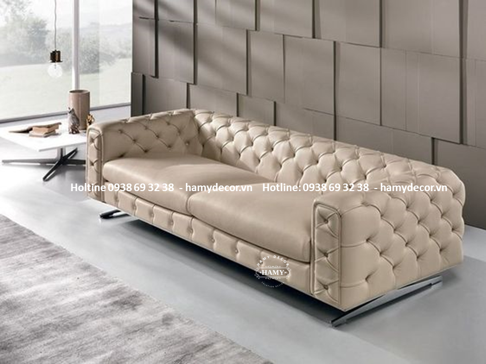 Ghế Sofa bọc da khung chân inox trắng bóng gương SF-77
