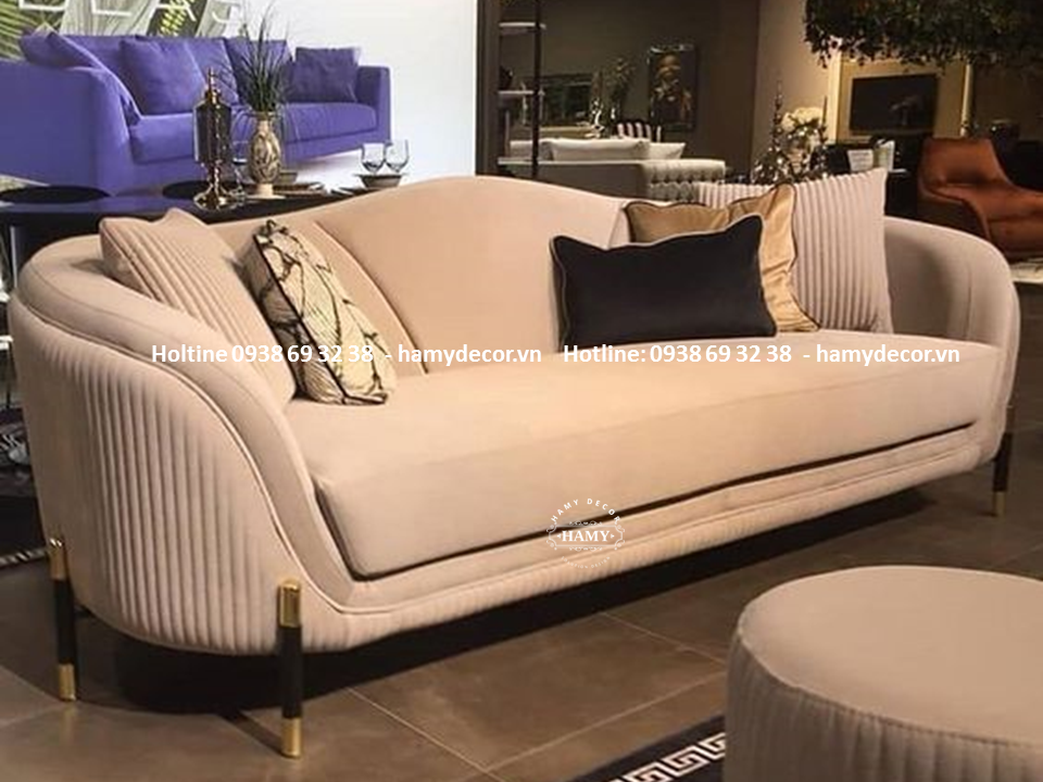 Ghế Sofa bọc vải nhung tân cổ điển sang trọng 96