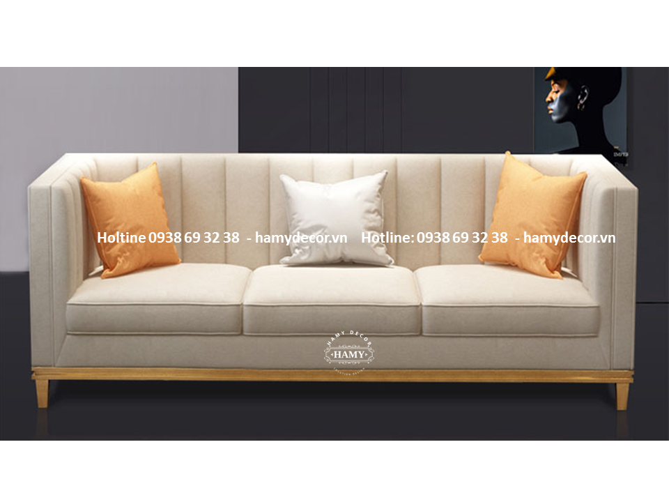 Ghế Sofa bọc vải nhung chân inox mạ vàng 105