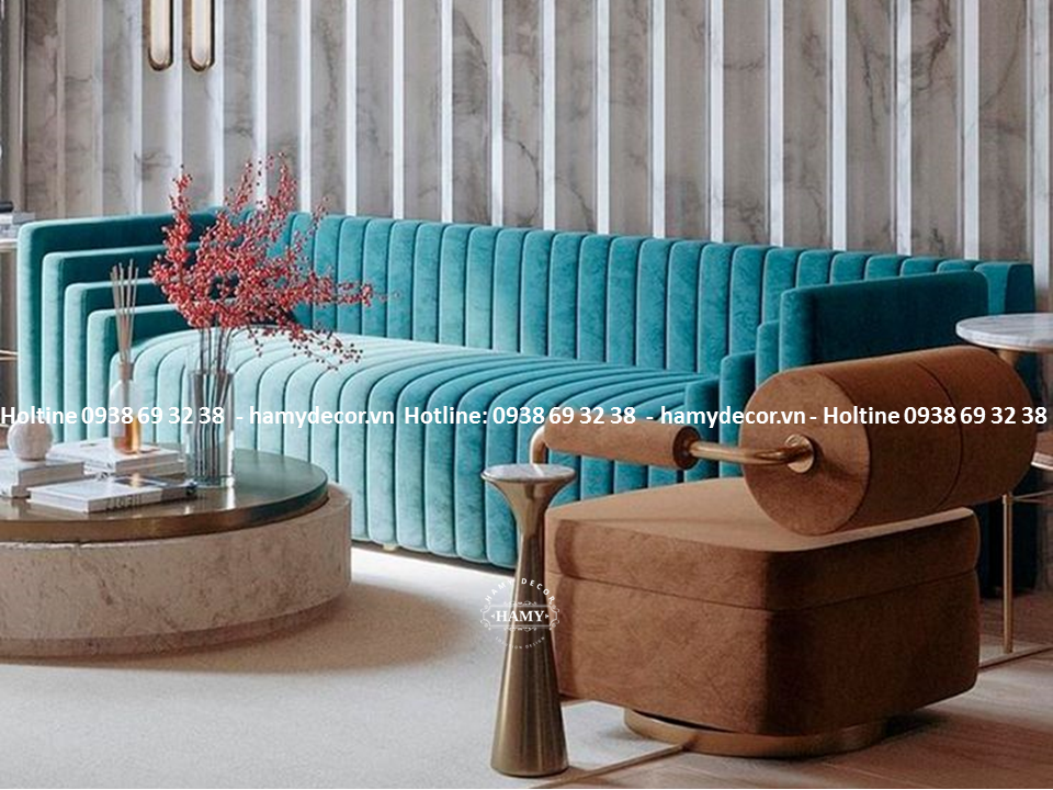 Ghế sofa bọc vải nhung cho Phòng khách hiện đại - 128