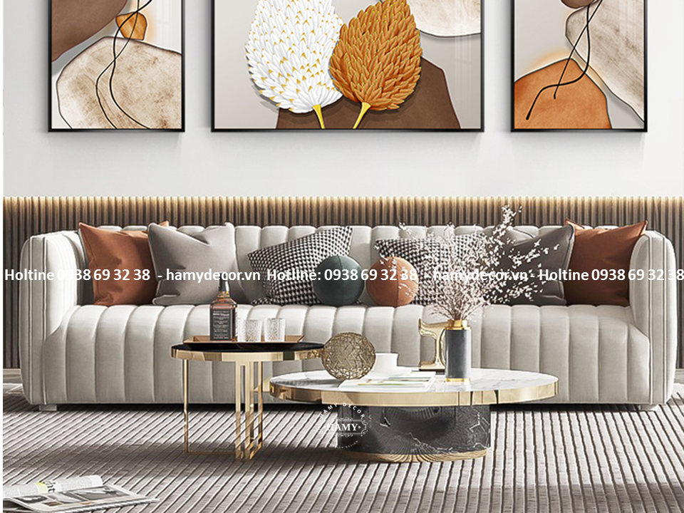 Phòng khách hiện đại với bộ ghế sofa vải nhung - 142