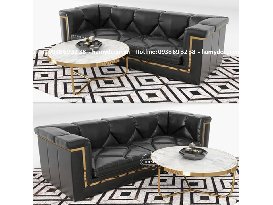 Ghế sofa tân cổ điển chân inox mạ vàng - 45