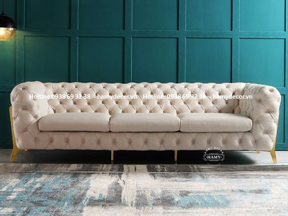 Ghế sofa tân cổ điển chân inox mạ vàng - 47