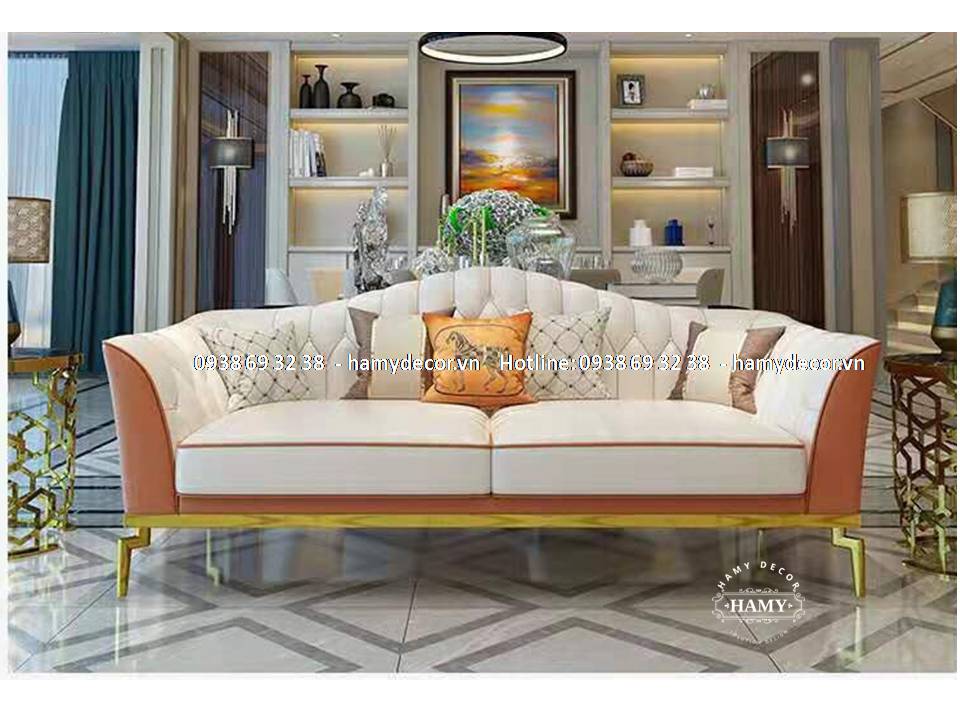 Ghế sofa tân cổ điển bọc da sang trọng SF-57