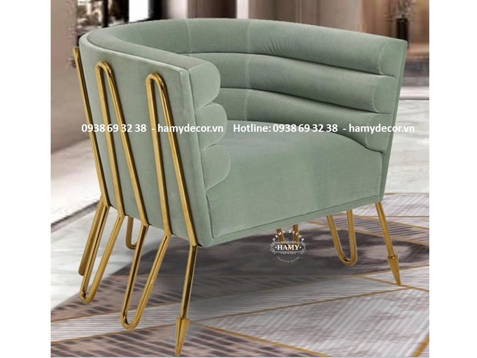 Ghế armchair chân inox mạ vàng độc đáo - 66