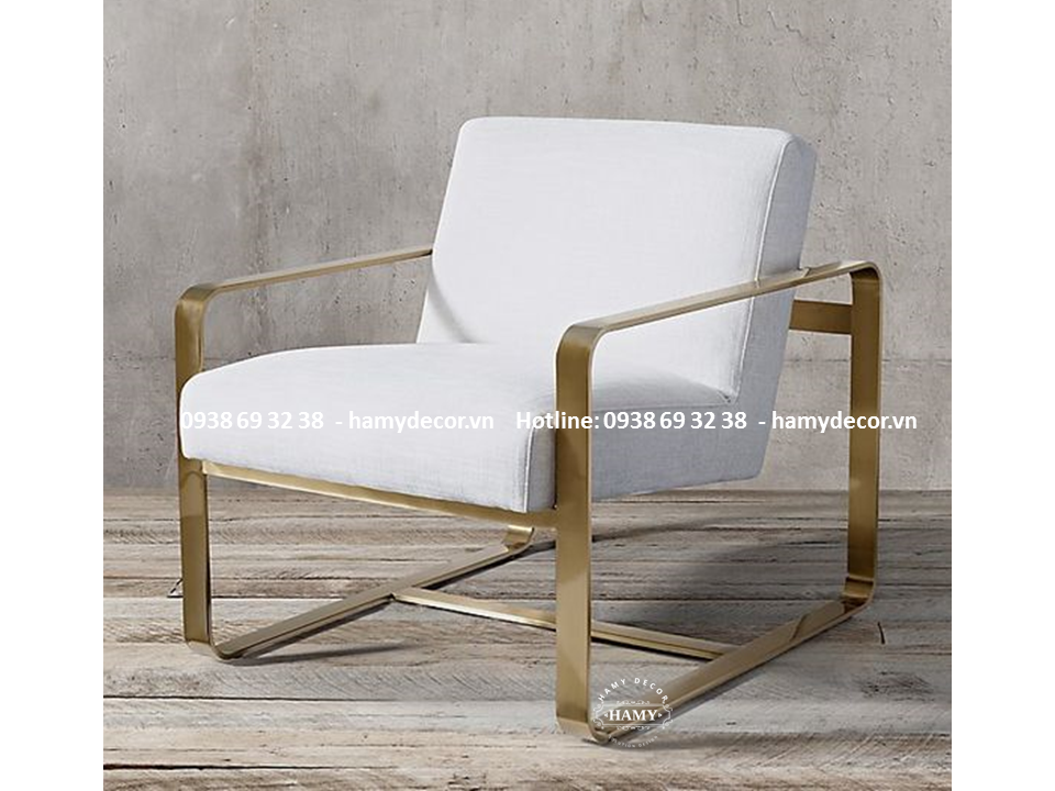 Ghế armchair khung ghế inox mạ vàng - 47
