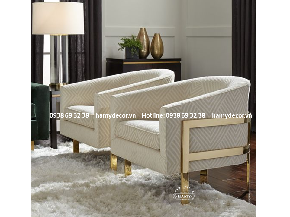 Ghế armchair đẹp chân ghế inox mạ vàng - 49