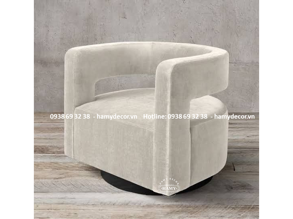 Mẫu Ghế armchair  bọc vải nhung xám - 59