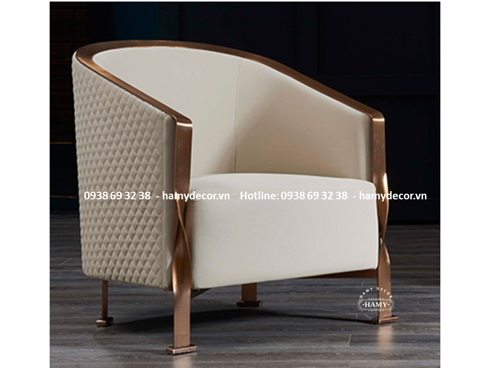 Ghế Armchair khung inox mạ vàng PVD 13