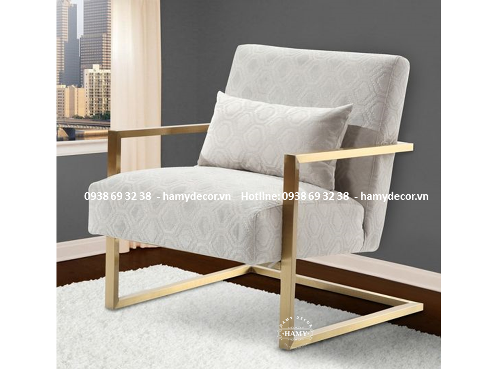 Ghế armchair chân inox mạ vàng hiện đại - 64