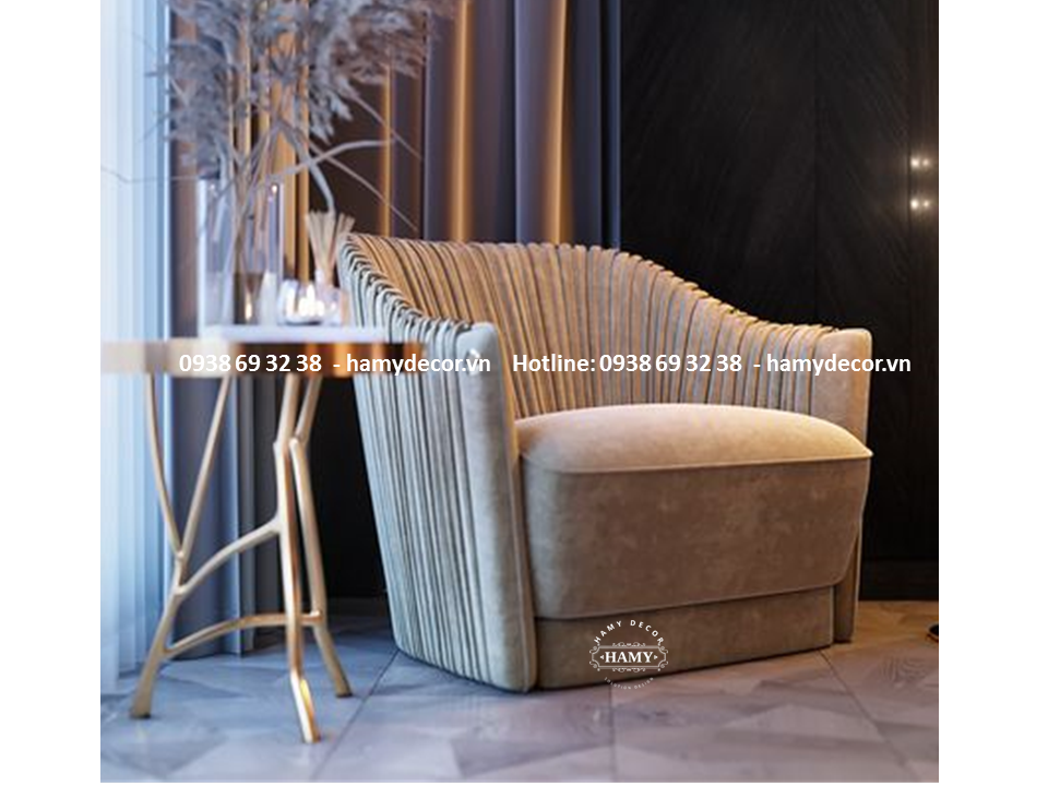 Ghế armchair bọc vải nhung kiểu dáng sang trọng - 50