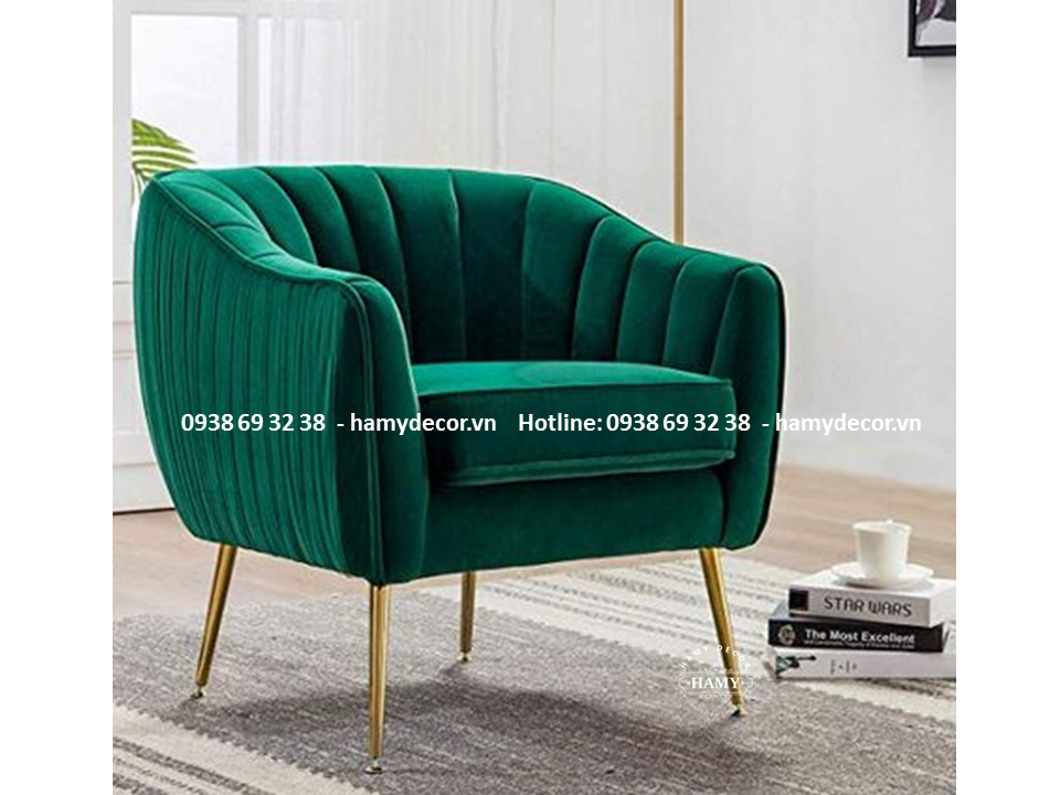Ghế armchair viền chân inox mạ vàng - 67
