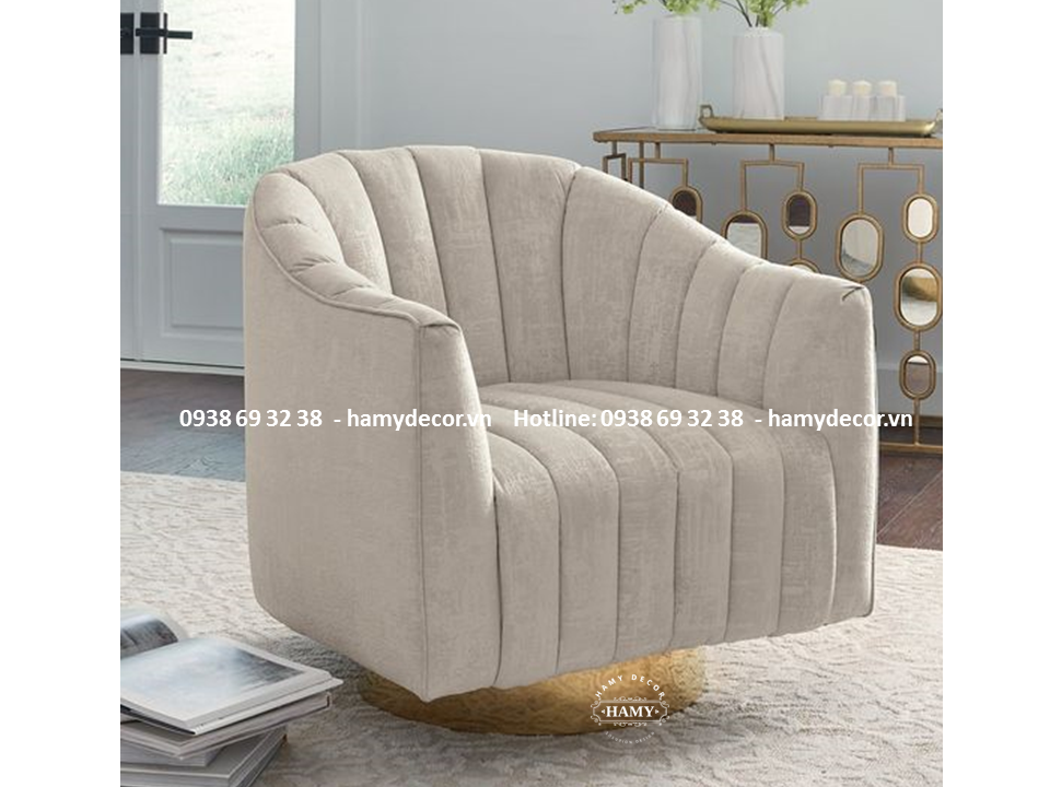 Ghế armchair viền chân inox mạ vàng đôc đáo - 68