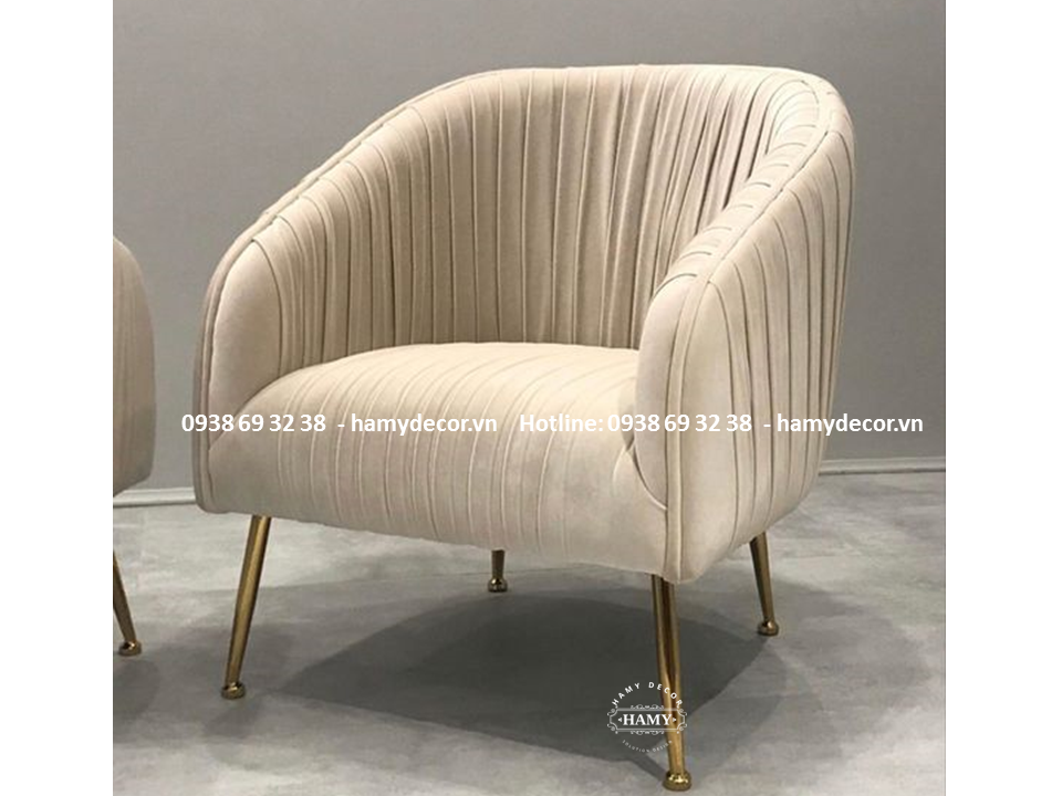 Ghế Armchair thư giãn đọc sách chân ghế inox mạ vàng - 40