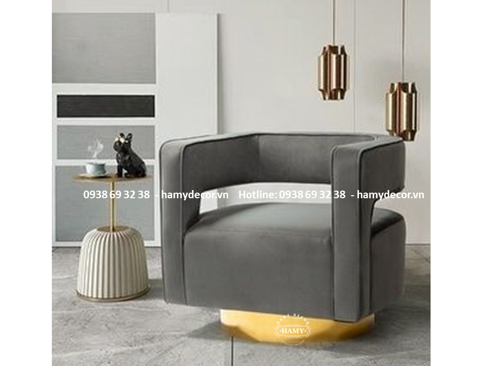 Ghế sofa đơn chân ghế inox mạ vàng - 41
