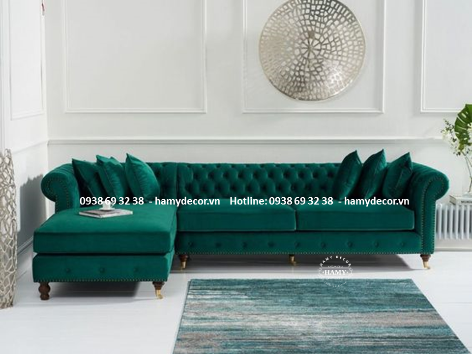 Ghế Sofa góc L bọc vải nhung SF - 24