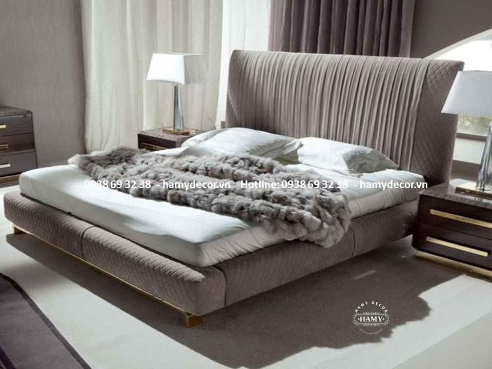 GIƯỜNG NGỦ BỌC VẢI NHUNG ĐẸP - 40