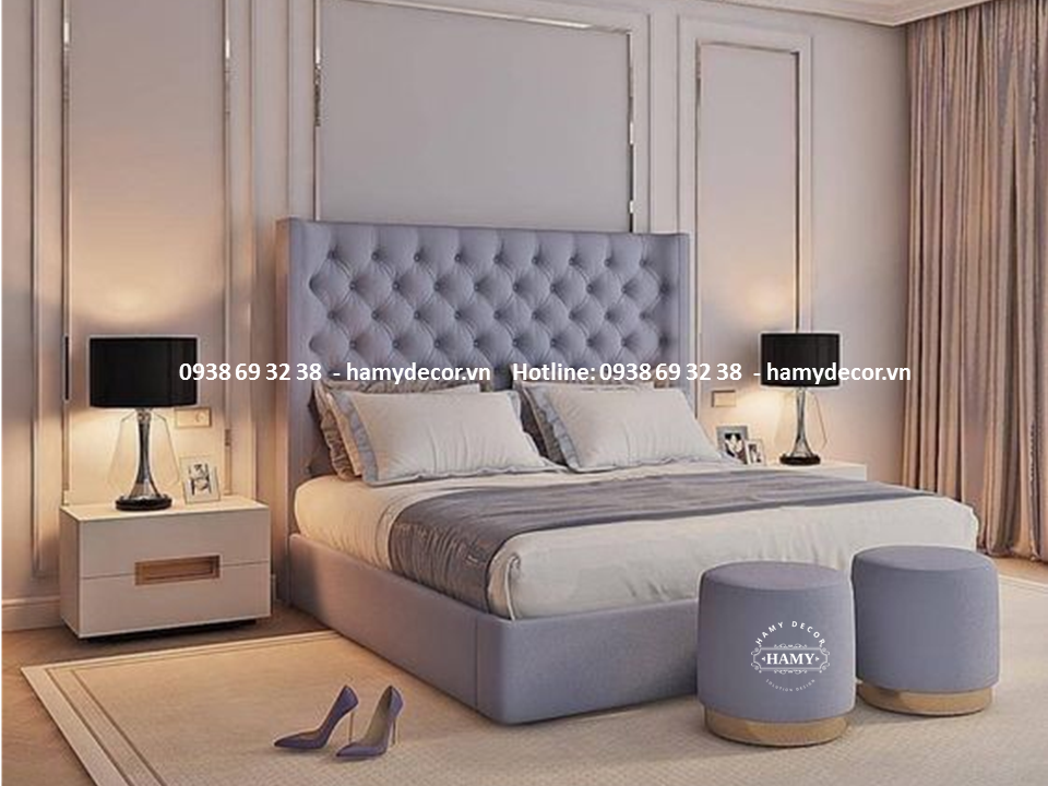 GIƯỜNG NGỦ BỌC VẢI NHUNG CHO PHÒNG NGỦ HIỆN ĐẠI -  69
