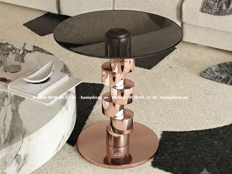 Side Table ( Tab sofa hay bàn bên sofa) inox mạ vàng hồng