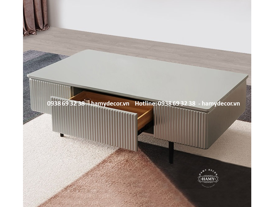 Bàn trà chân sắt mặt gỗ BT -  21