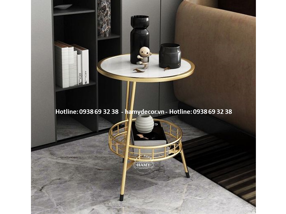 Bàn cạnh sofa inox mạ vàng PVD - 56