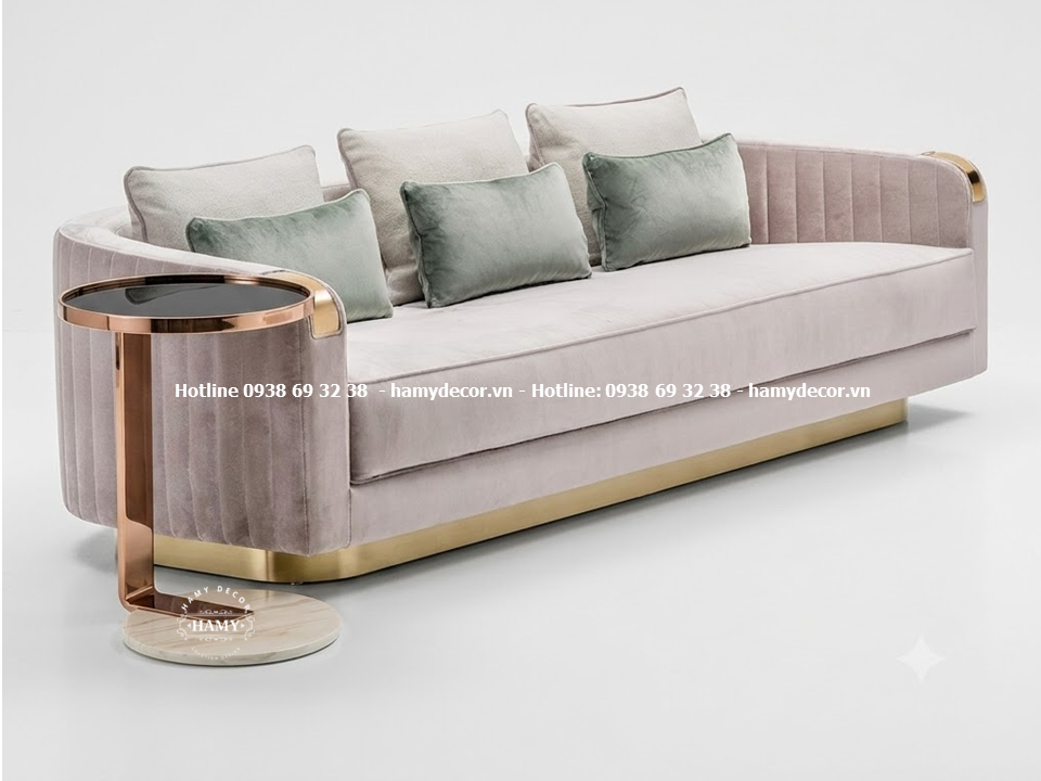 Bàn bên sofa inox mạ vàng hồng mặt kính đen