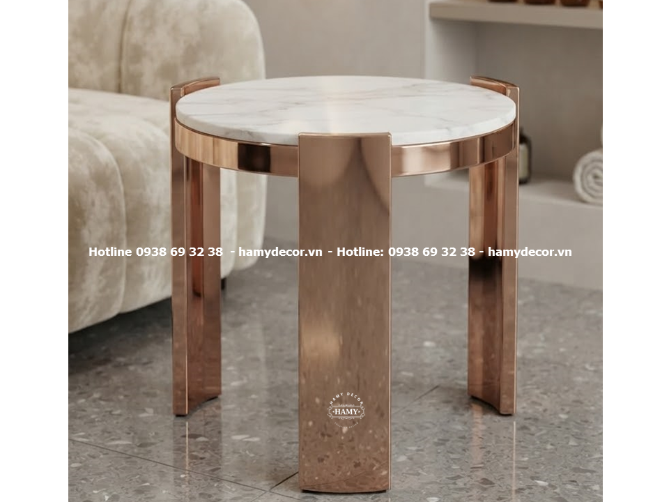 Tab sofa chân bàn thiết kế 3 chân bản inox 304 mạ PVD Vàng hồng bóng gương