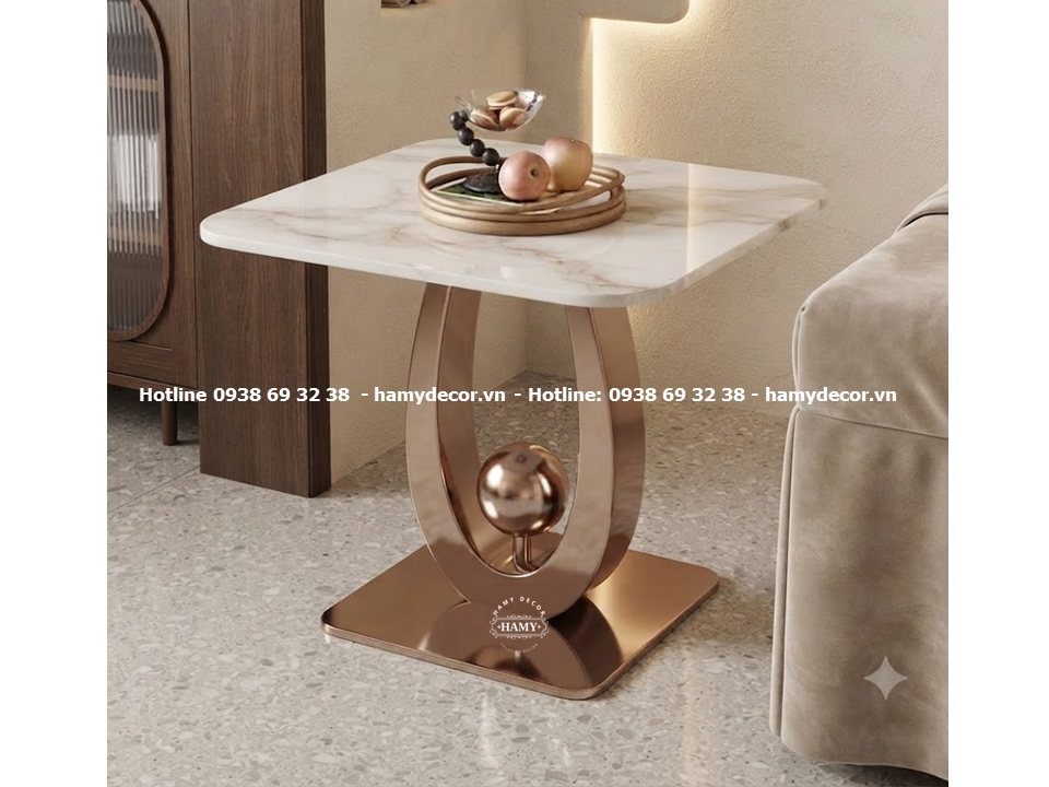 Tab sofa vuông chân inox mạ vàng hồng (MIRR - ROSE GOLD) 