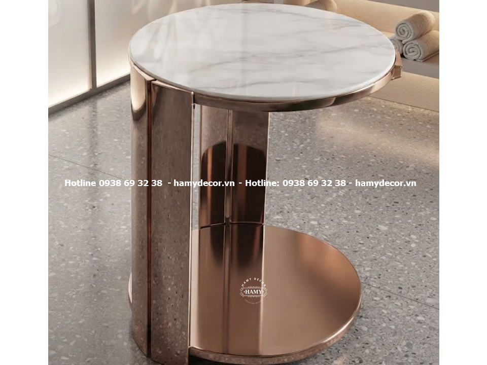 Tab sofa 2 tầng chân inox mạ vàng hồng ( Rose Gold)