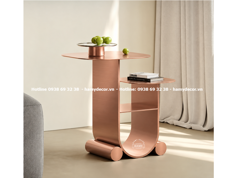 Tab sofa / Side table chân inox vàng hồng Kiểu dáng độc đáo, phá cách