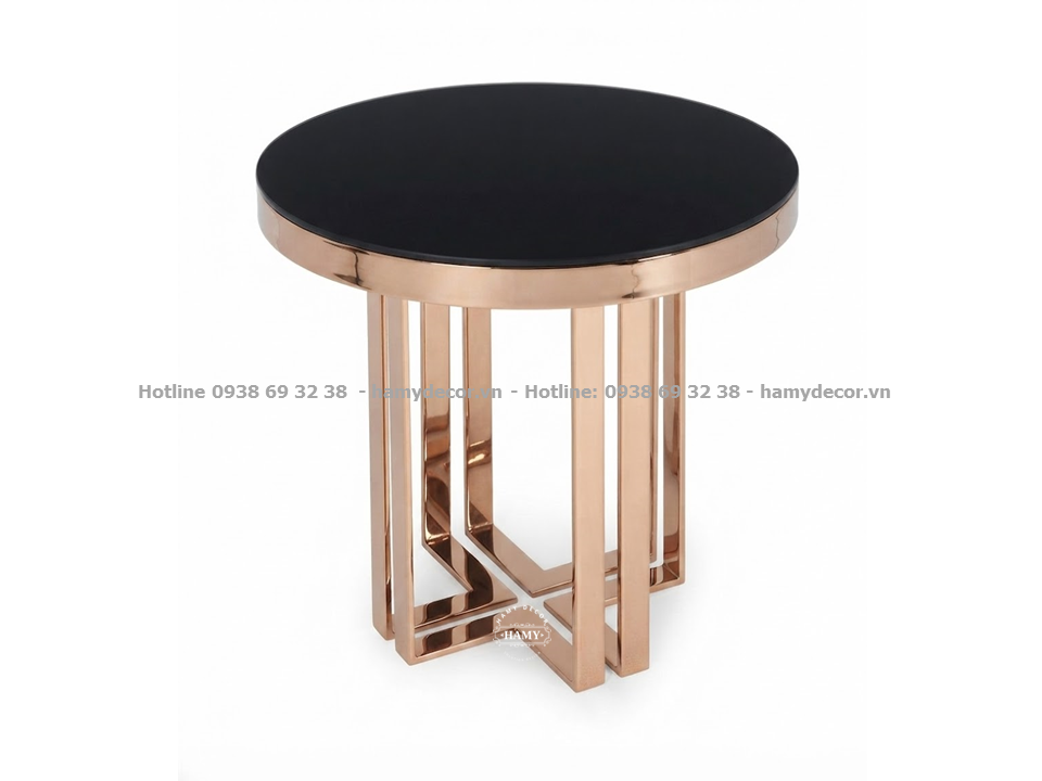 Bàn tab sofa Khung chân inox mạ PVD vàng hồng (Rose Gold)