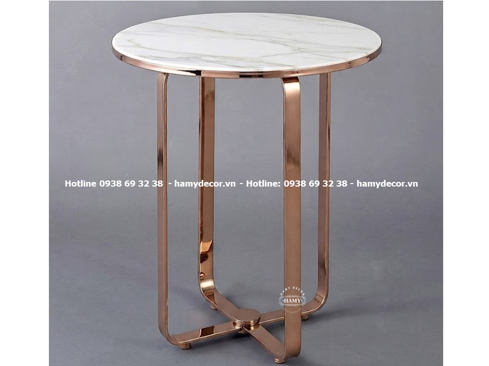 Tab sofa mặt đá chân inox mạ vàng hồng bóng gương
