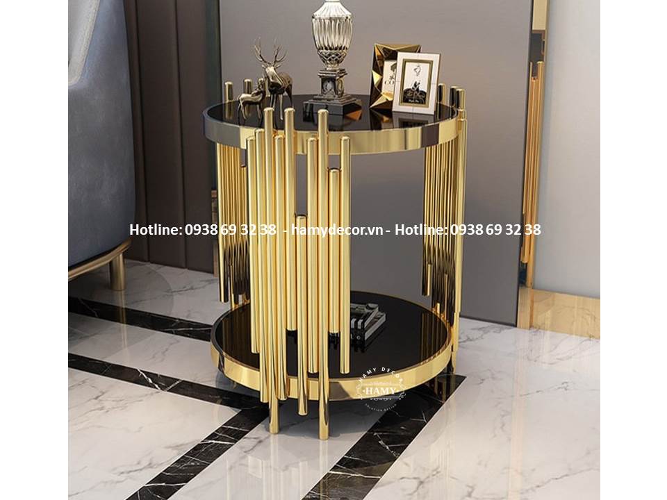 Mẫu Tab sofa inox mạ vàng mặt kính đen đẹp - 32