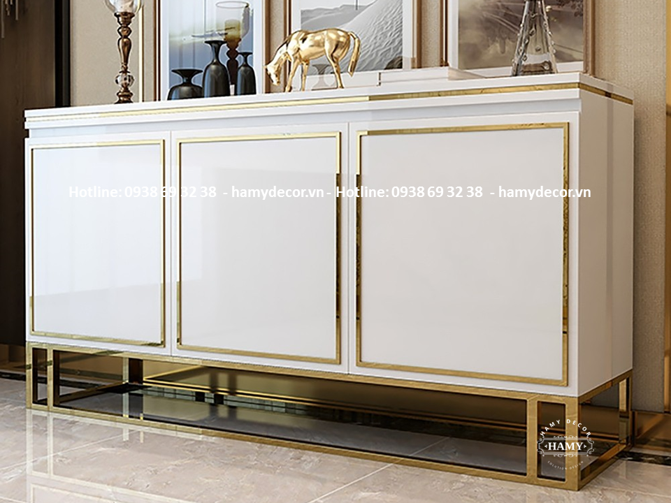 Mẫu tủ console gỗ chân inox mạ vàng đẹp - 74