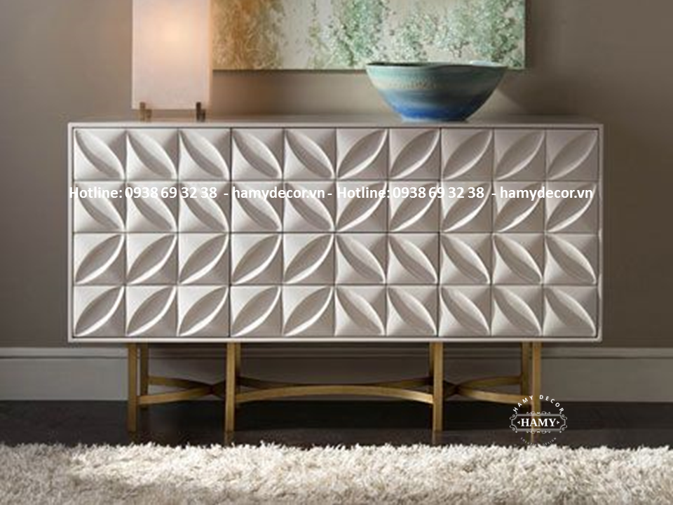 Tủ console gỗ kết hợp inox mạ vàng - 78